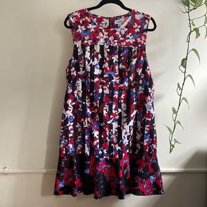 Target x Peter Pilotto red, blue, white and black floral and striped mini dress